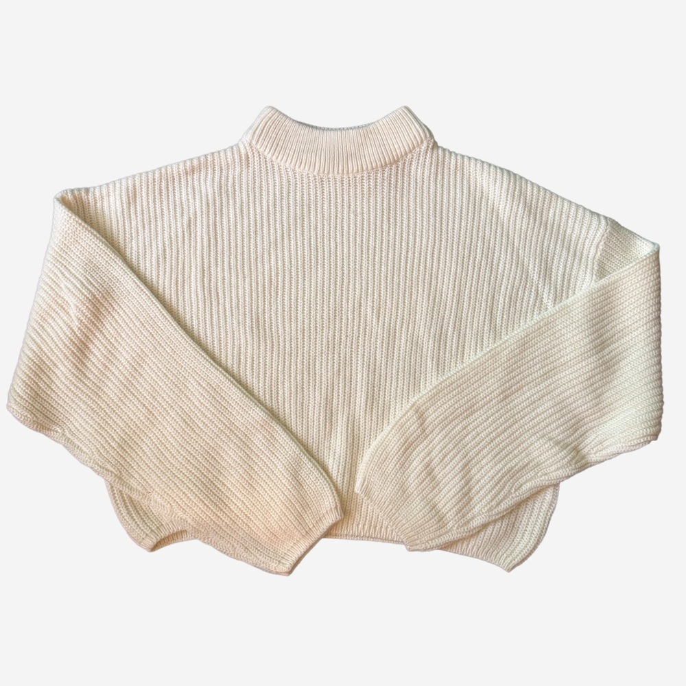 H&M Cream High Neck Cropped Sweater